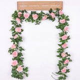 HULIANFU silk artificial rose vine hanging flowers for wall decoration rattan fake plants leaves garland romantic wedding home decoration
