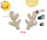 HULIANFU 2023 50pcs/lot Glitter Reindeer Antlers Gold Silver Red Fawn fabric W/ Sponge Padded Buckhorn applique for Christmas decor,Craft DIY