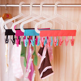 HULIANFU Multifunctional Cloth Hanger Drying Rack Foldable Bathroom Travel Clothespin 6 Clips Hanger Clothes Towel Socks Storage Hanger
