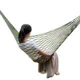 HULIANFU Portable Nylon Mesh Hammock Sleeping Bed For Outdoor Travel Camping Blue Green Red Hanging Folding Patio Swing Chair Furniture