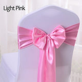 HULIANFU Wedding Satin Chair Sashes Party Chairs Bands Gold Pink Chair Knot Cover Decoration Chairs Bow For Chair Decoration Banquet