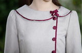 spring new Slim art fashion brand dress Peter pan Collar with button butterfly Bow retro dress