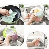 HULIANFU Microfiber Double-Sided Strong Absorbent Soft Scouring Pad Kitchen Cleaning Rag Non-Stick Oil Rag Dry and Wet Rag Kitchen Towel