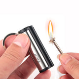 HULIANFU Outdoor Mini Waterproof Key Ring Matches Reusable Cylindrical Cigarette Keyring Match Ligters Smoking Accessories