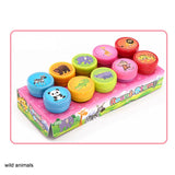 HULIANFU Round Multicolor Fun 10 Pcs Cute Panda Child DIY Scrapbook Kids Stamp Cartoon Rubber Stamps Scrapbooking Reward Toy