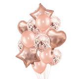 HULIANFU Rose Gold Confetti Baloons Foil Champagne Star Balloon Wedding Latex Ballon globos BabyShower Birthday Party Decoration Supplies