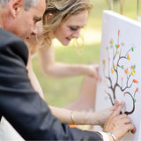 HULIANFU Wedding Fingerprint Tree Painting Loved Birds Guest Book Wedding Gift Fingerprint painting Wedding  Souvenir Canvas Painting