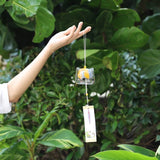 HULIANFU New Glass Cat Pattern Wind Chime Bell Japenese Home Garden Hanging Decor DIY Gift