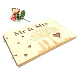 HULIANFU Wedding Guest book A4 Size with 20/30 Pages Personalized Signature Guestbook Custom Wood DIY Photo book Signature Wedding Hot