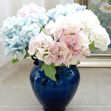 HULIANFU 2023 5 Head Hydrangea Artificial Flowers Bouquet White Small Silk Fake Flowers Floral Faux Flowers Blue Wedding Home Party Decoration
