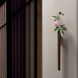 HULIANFU Nordic Handmade Solid Wood Wall Vase Hydroponic Flower Plant Pot Bonsai Glass Bottle Home Bar Restaurant Decor Entrance Ornament