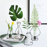 HULIANFU Retro Iron Line Flowers Vase Metal Plant Holder Modern Solid Home Decor Nordic Styles Iron Vase