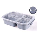 HULIANFU Japanese Lunch Boxs Leak-Proof 3 Grid With Lid Camping Picnic Portable Plastic Food Fruit Storage Container Bento Box For Kids