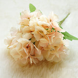 HULIANFU 2023 5 Head Hydrangea Artificial Flowers Bouquet White Small Silk Fake Flowers Floral Faux Flowers Blue Wedding Home Party Decoration