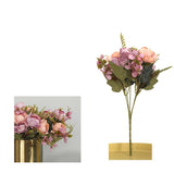 HULIANFU 2023 5 Head Bouquet Peony Artificial Flowers Small White Silk Peonies Fake Flowers Wedding Party Home Decoration Rose Flower Pink Art