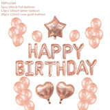 HULIANFU Rose Gold Wedding Birthday Party Balloons Happy Birthday Letter Foil Balloon Baby Shower Anniversary Event Party Decor Supplies