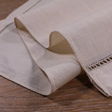 HULIANFU TL003 : 2 pieces/set 55% linen 45% cotton guest towels with drawn thread embroidery edge