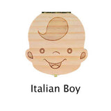 HULIANFU Tooth Box  English Italy Spanish Portuguese PolandTurkey Dutch Greece Wood Storage Box For Baby Organizer  Box For  Milk Teeth