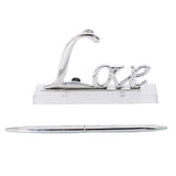 HULIANFU Wedding Reception Party Silver Guest Book Signing Pen w/ Love Sign Pen Stand Table Decor