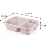 HULIANFU Japanese Lunch Boxs Leak-Proof 3 Grid With Lid Camping Picnic Portable Plastic Food Fruit Storage Container Bento Box For Kids