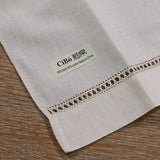 HULIANFU TL003 : 2 pieces/set 55% linen 45% cotton guest towels with drawn thread embroidery edge