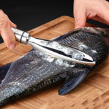 HULIANFU Kitchen accessories Stainles Fish Scales Scraping Graters Fast Remove Fish Cleaning Peeler Scraper Fish bone tweezers tool gadge