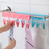 HULIANFU Multifunctional Cloth Hanger Drying Rack Foldable Bathroom Travel Clothespin 6 Clips Hanger Clothes Towel Socks Storage Hanger