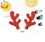HULIANFU 2023 50pcs/lot Glitter Reindeer Antlers Gold Silver Red Fawn fabric W/ Sponge Padded Buckhorn applique for Christmas decor,Craft DIY