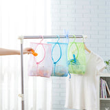 HULIANFU Laundry Products Patented Storage Bag Hanger Laundry Sundries Storage Mesh Net Bag With Hook Rope Clips Holder Storage Hanger