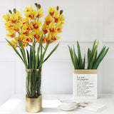 HULIANFU S M L Real Touch Gladiolus Cymbidium Hyridus Orchid Leaf  Whelan Floral Art Material High Grade Silicon Feel