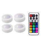 HULIANFU Wireless LED Under Cabinet Light Dimmable Touch Sensor RGB LED Puck Lights For Cupboard Wardrobe Stair Closet Hallway Night Lamp