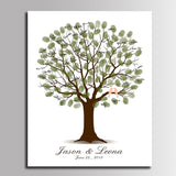 HULIANFU Wedding Fingerprint Tree Painting Loved Birds Guest Book Wedding Gift Fingerprint painting Wedding  Souvenir Canvas Painting