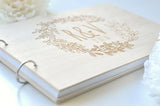 HULIANFU Personalized GuestBook wreath, garden wedding Engraved Wooden Guest Book, floral wedding decor