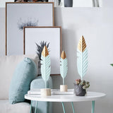 HULIANFU Modern Feather Wooden Decorations Simple Miniature Figurines for Living Room Table Office Home Decoration Accessories