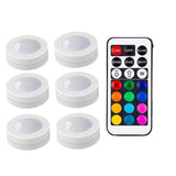 HULIANFU Wireless LED Under Cabinet Light Dimmable Touch Sensor RGB LED Puck Lights For Cupboard Wardrobe Stair Closet Hallway Night Lamp