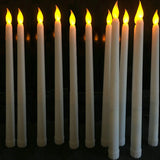 HULIANFU Pack of 12 Yellow Flickering Remote LED Candles,Plastic Flameless Remote Taper Candles,bougie led For Dinner Party Decoration