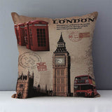 HULIANFU Retro Nostalgic couch cushion home decorative pillows London Paris scenic printed square 45x45cm pillowcase seat back cushions