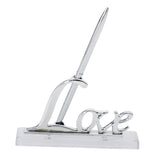 HULIANFU Wedding Reception Party Silver Guest Book Signing Pen w/ Love Sign Pen Stand Table Decor