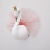 HULIANFU Swan Doll Stuffed Toys Wall Art Decor Golden Crown 3D Swan Wall Hanging Girl Bedroom Decoration Wedding Birthday Party Supplies