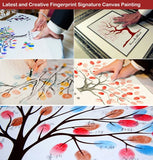 HULIANFU Wedding Fingerprint Tree Painting Loved Birds Guest Book Wedding Gift Fingerprint painting Wedding  Souvenir Canvas Painting
