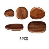 HULIANFU Whole Wood lovesickness Wood Irregular Oval Solid Wood Pan Plate Fruit Dishes Saucer Tea Tray Dessert Dinner Plate Tableware Set