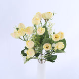 HULIANFU 2023 white mini silk rose artificial flowers for wedding decoration bride fake flower bouquet diy home decor art accessories for vase