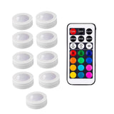 HULIANFU Wireless LED Under Cabinet Light Dimmable Touch Sensor RGB LED Puck Lights For Cupboard Wardrobe Stair Closet Hallway Night Lamp