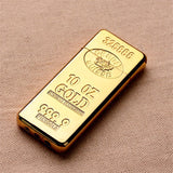 HULIANFU Luxury Compact Jet Gas Lighter Inflated Butane Bullion Oil Lighter Grinding Wheel Bar Gold Brick Metal NO GAS