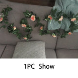 HULIANFU silk artificial rose vine hanging flowers for wall decoration rattan fake plants leaves garland romantic wedding home decoration
