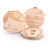 HULIANFU Tooth Box  English Italy Spanish Portuguese PolandTurkey Dutch Greece Wood Storage Box For Baby Organizer  Box For  Milk Teeth