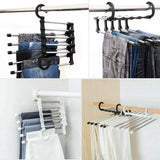 HULIANFU Newest Fashion 5 in 1 Pant rack shelves Stainless Steel Clothes Hangers Multi-functional Wardrobe Hot Sale Magic Hanger