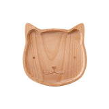 HULIANFU Natural Beech Cartoon Food Tray Wooden Cup Breakfast Plate Large Solid Wood Tableware Cake Snack Fruit Tray Safe baby Food Bowl