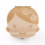 HULIANFU Tooth Box Poland English dutch Spanish Russian French GermanText Baby Boy Girl Wood Case Save Milk Teeth Organizer Holder