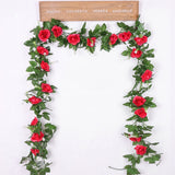 HULIANFU silk artificial rose vine hanging flowers for wall decoration rattan fake plants leaves garland romantic wedding home decoration